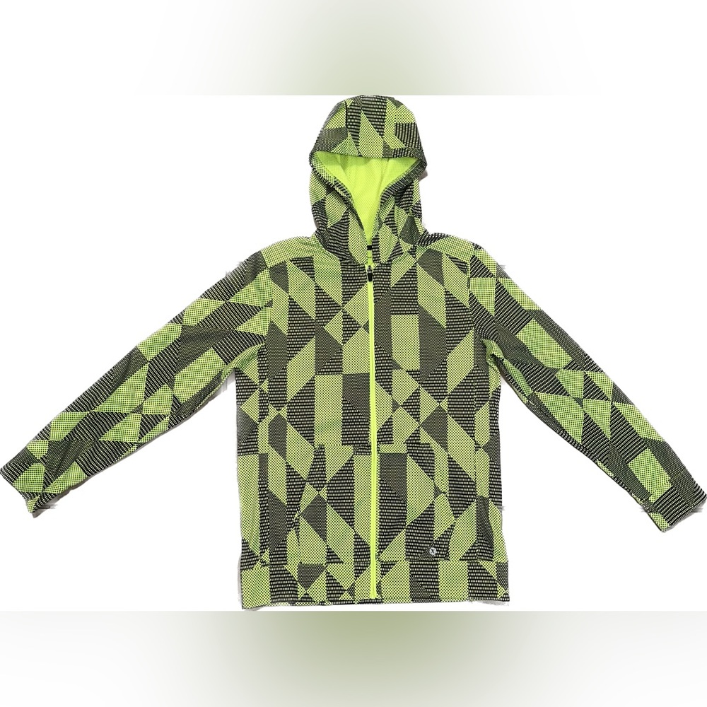 Neon yellow and black spotted sports jacket. Quick drying, moisture wicking.